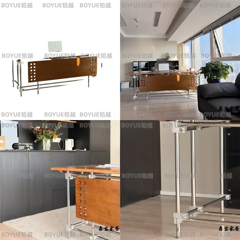 Desk Setup L Shaped - Scrivania in Legno Massello Bauhaus, Stile